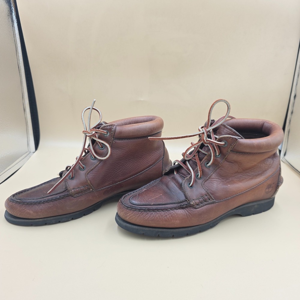 Timberland Brown Leather Ankle Boots Women Vintage Size 9 Womens 630175 Lace Up